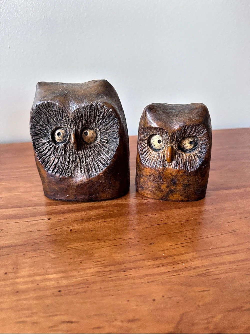 Wood Owl Figurine Set